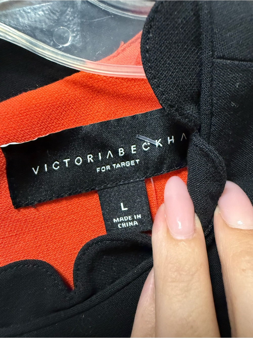 Victoria Beckham for Target Size L Orange Black Scallop Drop Waist Dress - Picture 2 of 4